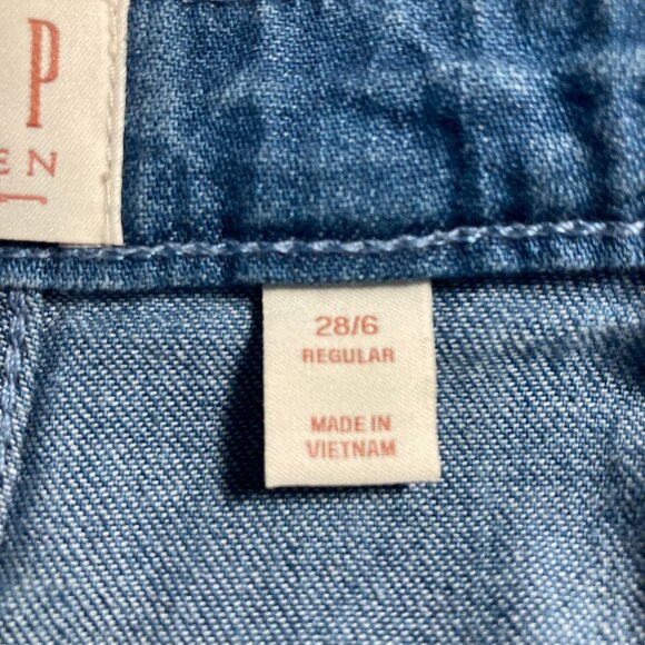 Gap + DOEN Jeans Wide Legs Pleated High Waist Ankle Length Medium Blue, size 6 - Picture 9 of 16